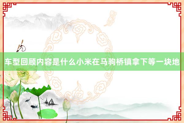 车型回顾内容是什么小米在马驹桥镇拿下等一块地