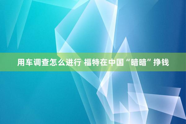 用车调查怎么进行 福特在中国“暗暗”挣钱