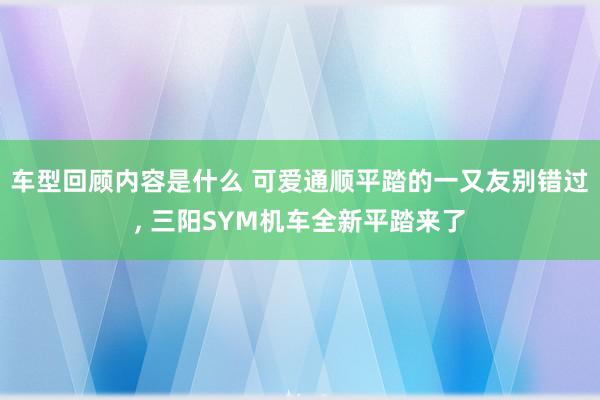 车型回顾内容是什么 可爱通顺平踏的一又友别错过, 三阳SYM机车全新平踏来了