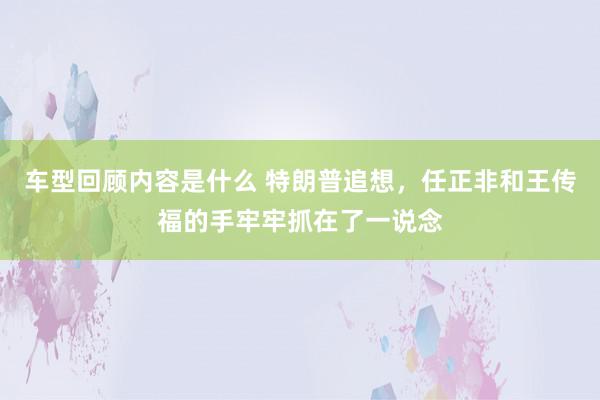 车型回顾内容是什么 特朗普追想，任正非和王传福的手牢牢抓在了一说念