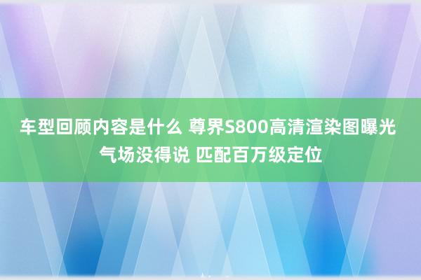 车型回顾内容是什么 尊界S800高清渲染图曝光 气场没得说 匹配百万级定位