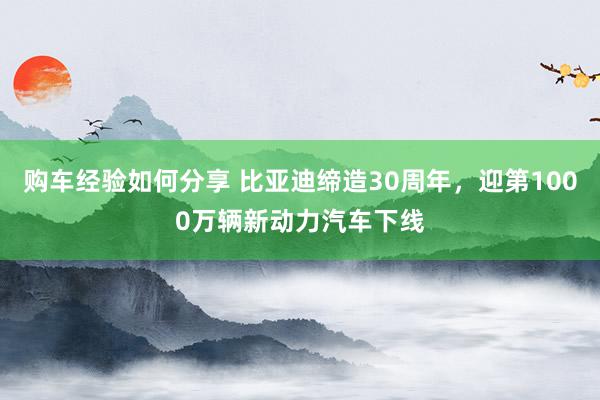 购车经验如何分享 比亚迪缔造30周年，迎第1000万辆新动力汽车下线