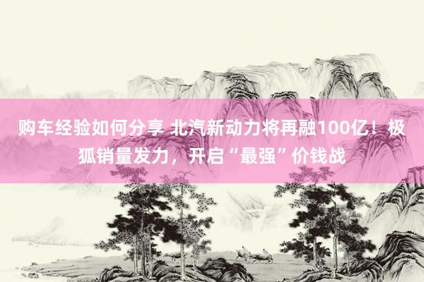 购车经验如何分享 北汽新动力将再融100亿！极狐销量发力，开启“最强”价钱战