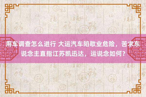 用车调查怎么进行 大运汽车陷歇业危险，苦求东说念主直指江苏凯迅达，运说念如何？