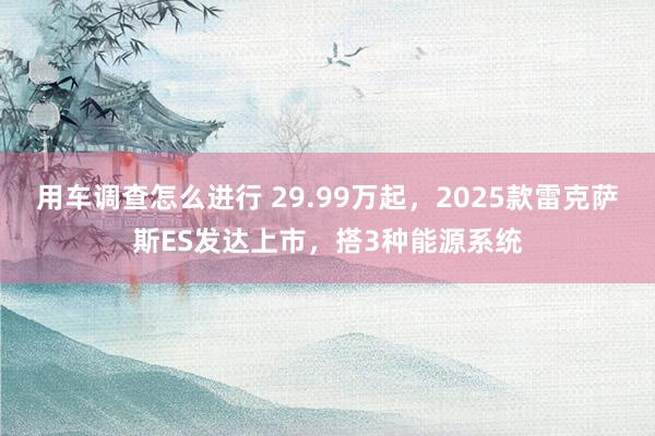 用车调查怎么进行 29.99万起，2025款雷克萨斯ES发达上市，搭3种能源系统