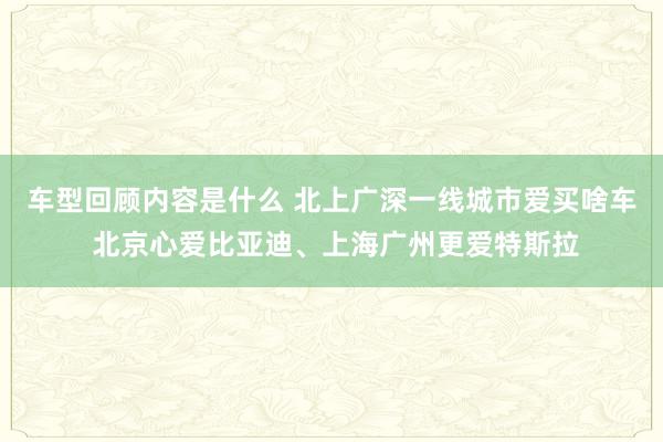 车型回顾内容是什么 北上广深一线城市爱买啥车 北京心爱比亚迪、上海广州更爱特斯拉