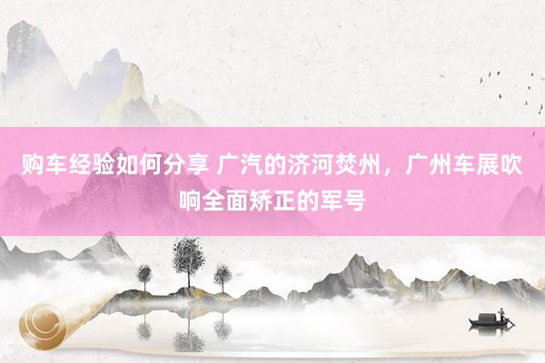 购车经验如何分享 广汽的济河焚州，广州车展吹响全面矫正的军号