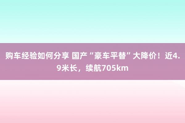 购车经验如何分享 国产“豪车平替”大降价！近4.9米长，续航705km