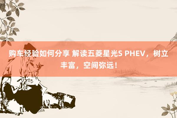 购车经验如何分享 解读五菱星光S PHEV，树立丰富，空间弥远！