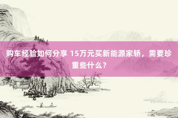 购车经验如何分享 15万元买新能源家轿，需要珍重些什么？