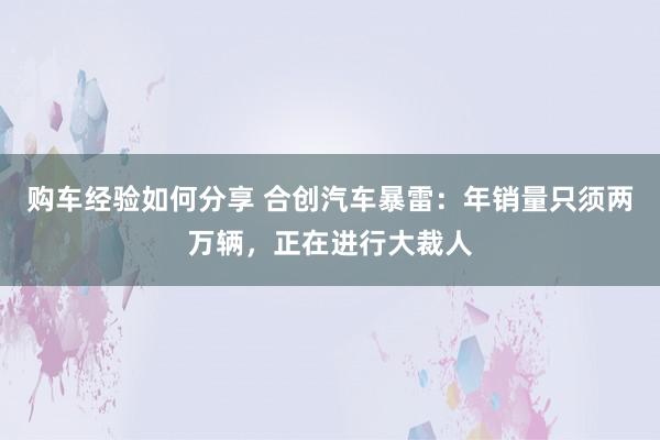 购车经验如何分享 合创汽车暴雷：年销量只须两万辆，正在进行大裁人