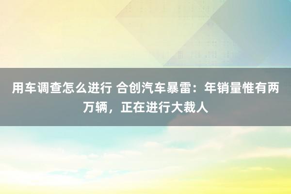 用车调查怎么进行 合创汽车暴雷：年销量惟有两万辆，正在进行大裁人