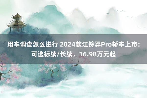 用车调查怎么进行 2024款江铃羿Pro轿车上市：可选标续/长续，16.98万元起