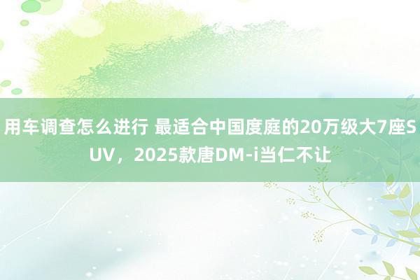 用车调查怎么进行 最适合中国度庭的20万级大7座SUV，2025款唐DM-i当仁不让