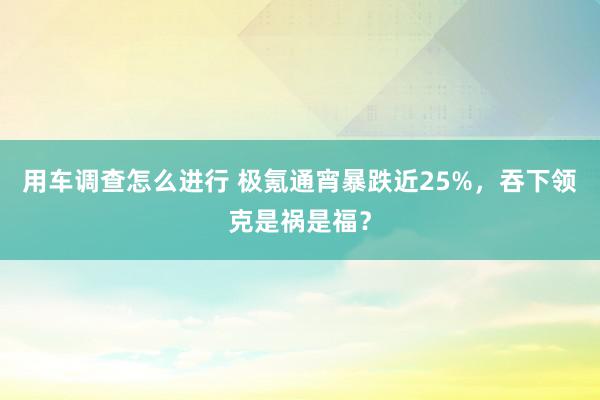 用车调查怎么进行 极氪通宵暴跌近25%，吞下领克是祸是福？