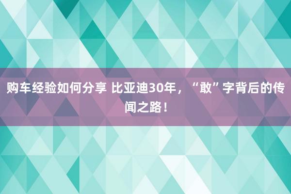 购车经验如何分享 比亚迪30年，“敢”字背后的传闻之路！