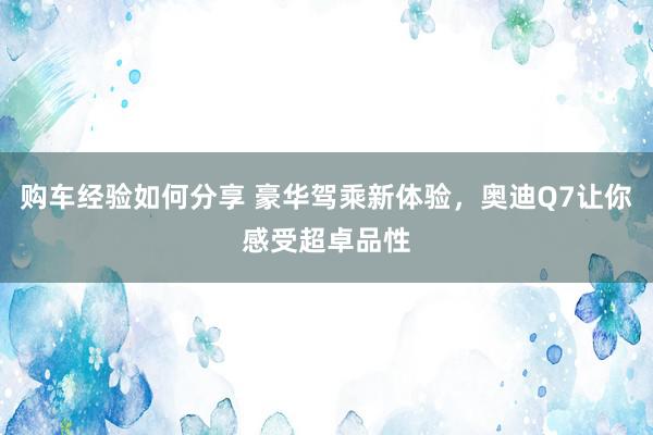 购车经验如何分享 豪华驾乘新体验，奥迪Q7让你感受超卓品性