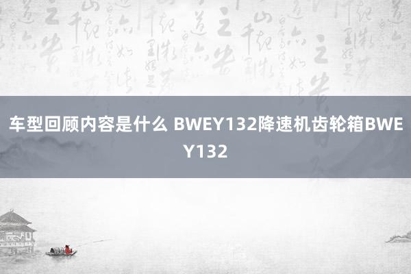 车型回顾内容是什么 BWEY132降速机齿轮箱BWEY132