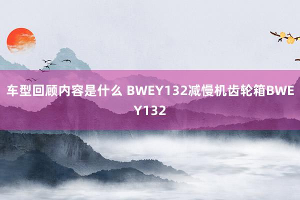 车型回顾内容是什么 BWEY132减慢机齿轮箱BWEY132