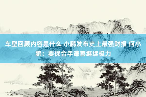 车型回顾内容是什么 小鹏发布史上最强财报 何小鹏：要保合手谦善继续极力