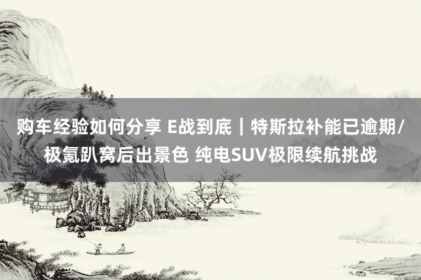 购车经验如何分享 E战到底｜特斯拉补能已逾期/极氪趴窝后出景色 纯电SUV极限续航挑战