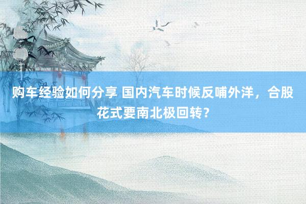 购车经验如何分享 国内汽车时候反哺外洋，合股花式要南北极回转？