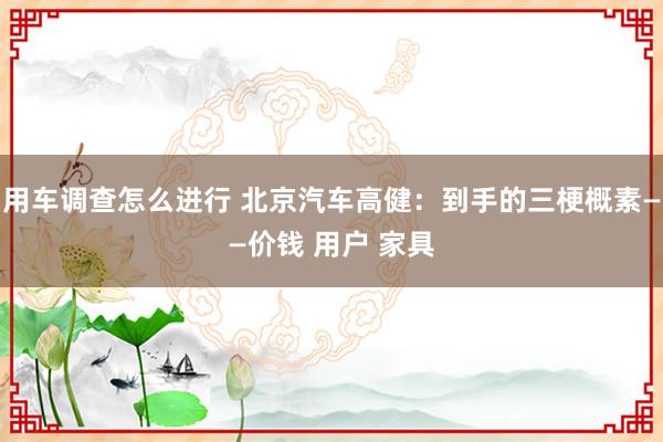 用车调查怎么进行 北京汽车高健：到手的三梗概素——价钱 用户 家具