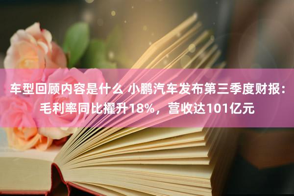 车型回顾内容是什么 小鹏汽车发布第三季度财报：毛利率同比擢升18%，营收达101亿元