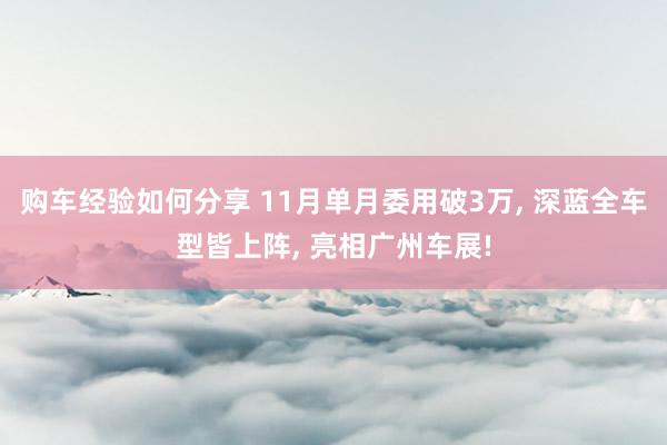 购车经验如何分享 11月单月委用破3万, 深蓝全车型皆上阵, 亮相广州车展!