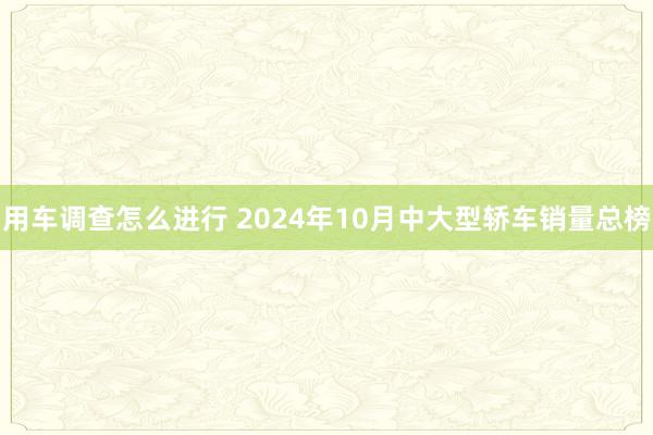 用车调查怎么进行 2024年10月中大型轿车销量总榜