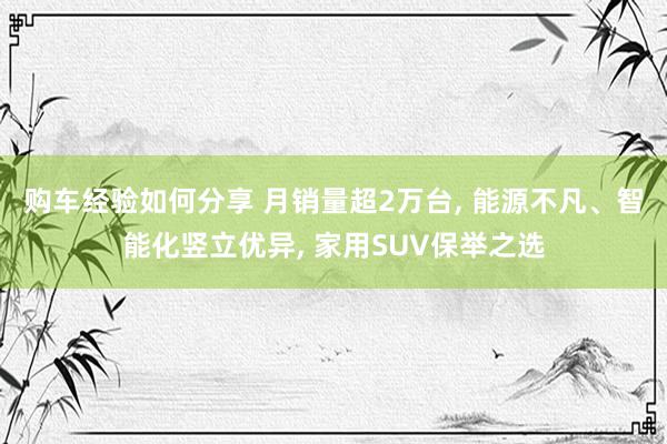 购车经验如何分享 月销量超2万台, 能源不凡、智能化竖立优异, 家用SUV保举之选