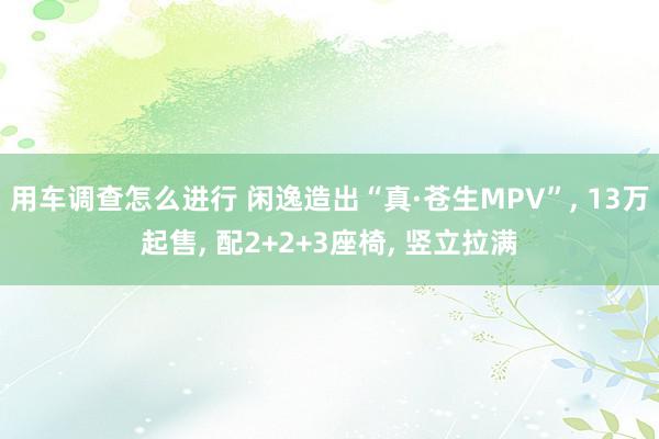 用车调查怎么进行 闲逸造出“真·苍生MPV”, 13万起售, 配2+2+3座椅, 竖立拉满