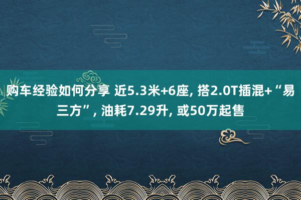 购车经验如何分享 近5.3米+6座, 搭2.0T插混+“易三方”, 油耗7.29升, 或50万起售