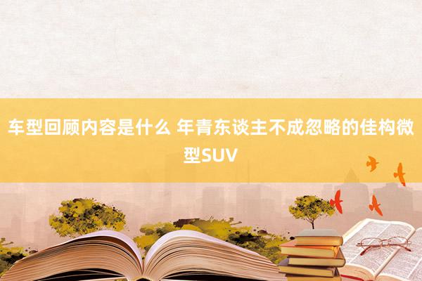 车型回顾内容是什么 年青东谈主不成忽略的佳构微型SUV