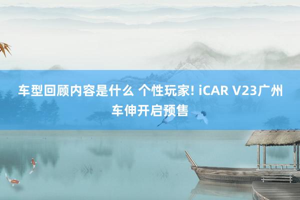 车型回顾内容是什么 个性玩家! iCAR V23广州车伸开启预售