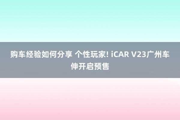 购车经验如何分享 个性玩家! iCAR V23广州车伸开启预售