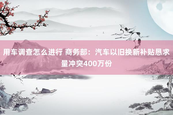 用车调查怎么进行 商务部：汽车以旧换新补贴恳求量冲突400万份