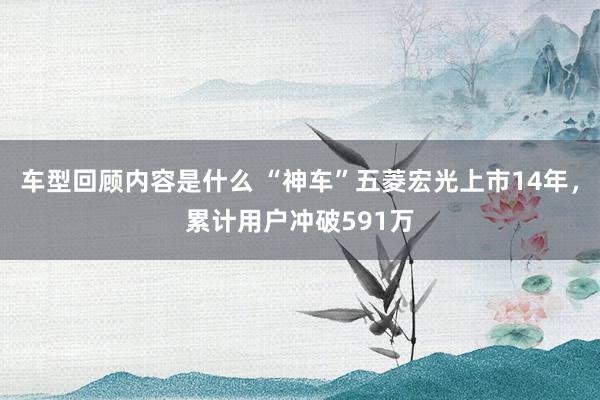 车型回顾内容是什么 “神车”五菱宏光上市14年，累计用户冲破591万