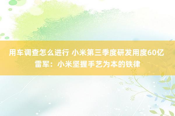 用车调查怎么进行 小米第三季度研发用度60亿 雷军：小米坚握手艺为本的铁律