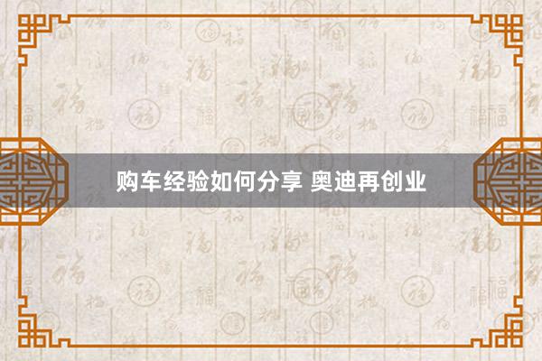 购车经验如何分享 奥迪再创业