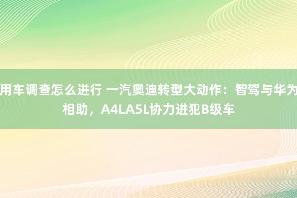 用车调查怎么进行 一汽奥迪转型大动作：智驾与华为相助，A4LA5L协力进犯B级车