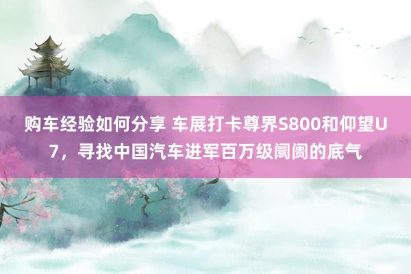 购车经验如何分享 车展打卡尊界S800和仰望U7，寻找中国汽车进军百万级阛阓的底气