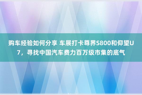 购车经验如何分享 车展打卡尊界S800和仰望U7，寻找中国汽车费力百万级市集的底气