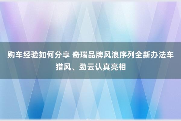 购车经验如何分享 奇瑞品牌风浪序列全新办法车猎风、劲云认真亮相