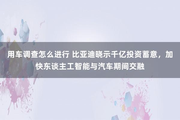 用车调查怎么进行 比亚迪晓示千亿投资蓄意，加快东谈主工智能与汽车期间交融