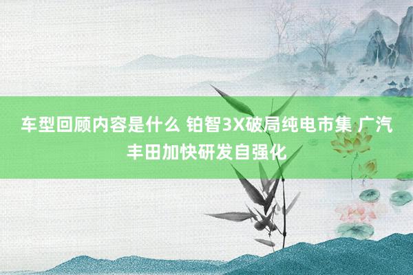 车型回顾内容是什么 铂智3X破局纯电市集 广汽丰田加快研发自强化