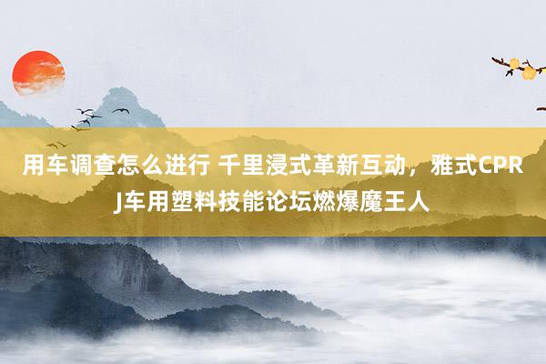 用车调查怎么进行 千里浸式革新互动，雅式CPRJ车用塑料技能论坛燃爆魔王人