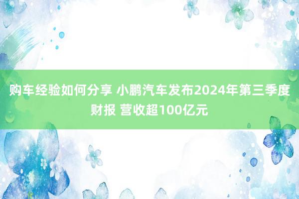 购车经验如何分享 小鹏汽车发布2024年第三季度财报 营收超100亿元